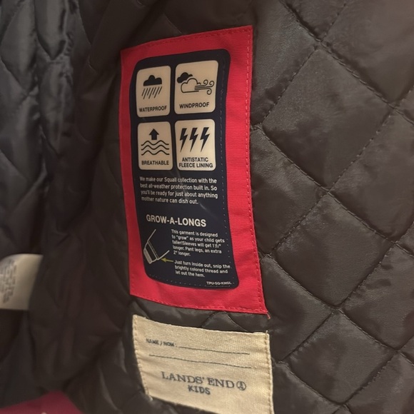 Lands' End Kids pink and Red and Gray Squall Jacket - size XL 16 - Picture 5 of 11